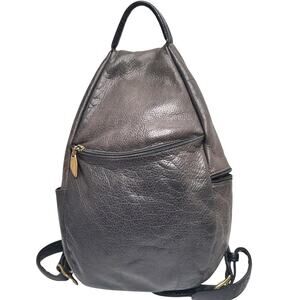 Authentic LIBAIRE Vintage Charcoal Color Leather Backpack Bag Made in USA